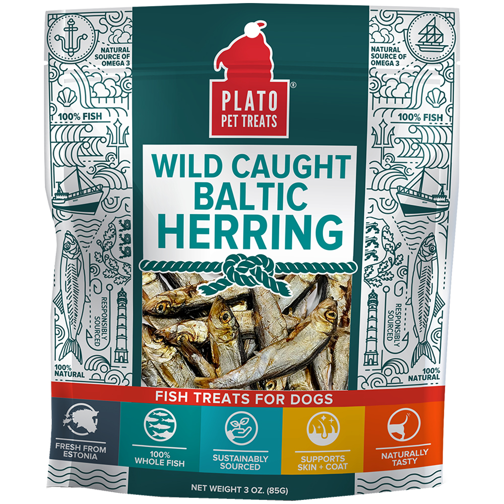 Plato Wild Caught Baltic Herring Dog Treats - Front