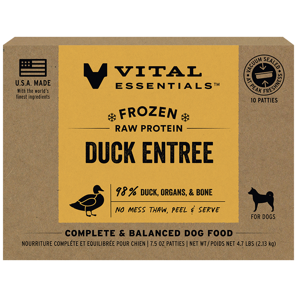 Vital Essentials Duck Entree Patties Frozen Raw Dog Food - Front