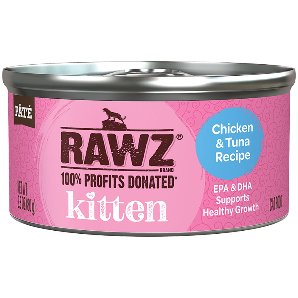 RAWZ Kitten Chicken & Tuna Cat Recipe Pâté Canned Cat Food - Front
