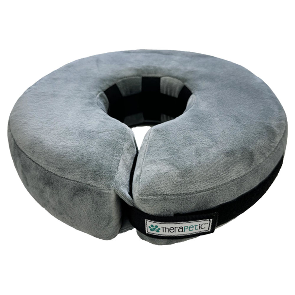 Therapetic Gray Memory Foam Adjustable Recovery Protective Pet Collar - Front