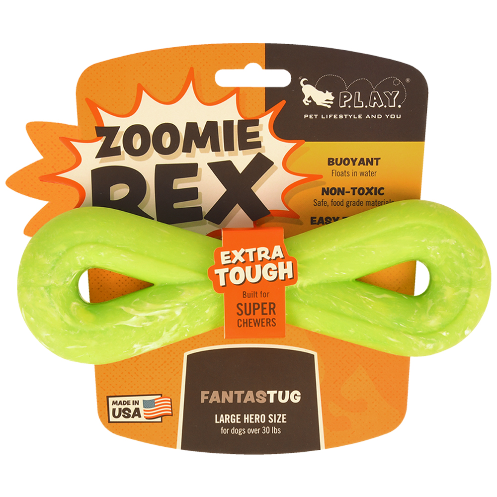 P.L.A.Y. Green ZoomieRex Fantas Outdoor Tug Dog Toy - Front