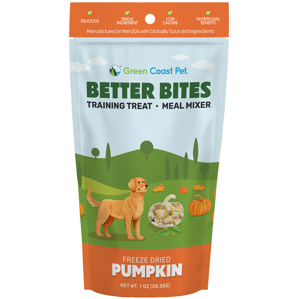 Green Coast Pet Better Bites Freeze Dried Pumpkin Dog Meal Mixer & Training Treats - Front