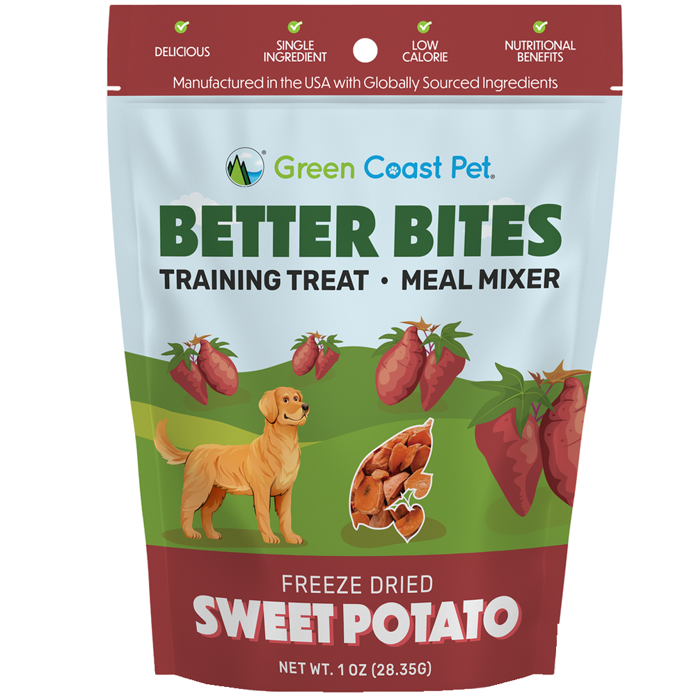 Green Coast Pet Better Bites Freeze Dried Sweet Potato Dog Meal Mixer & Training Treats - Front