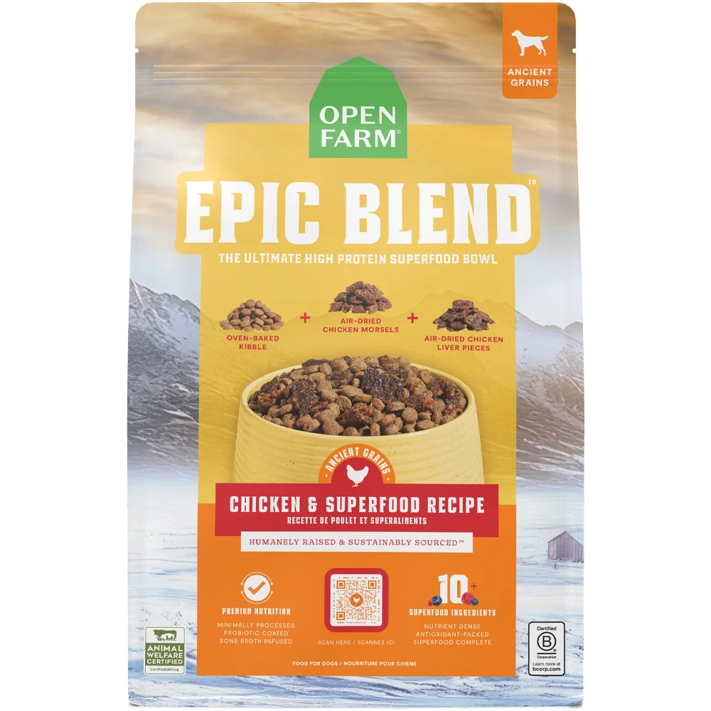 Open Farm Epic Blend Ancient Grains Chicken & Superfood Recipe Oven Baked Dry Dog Food - Front