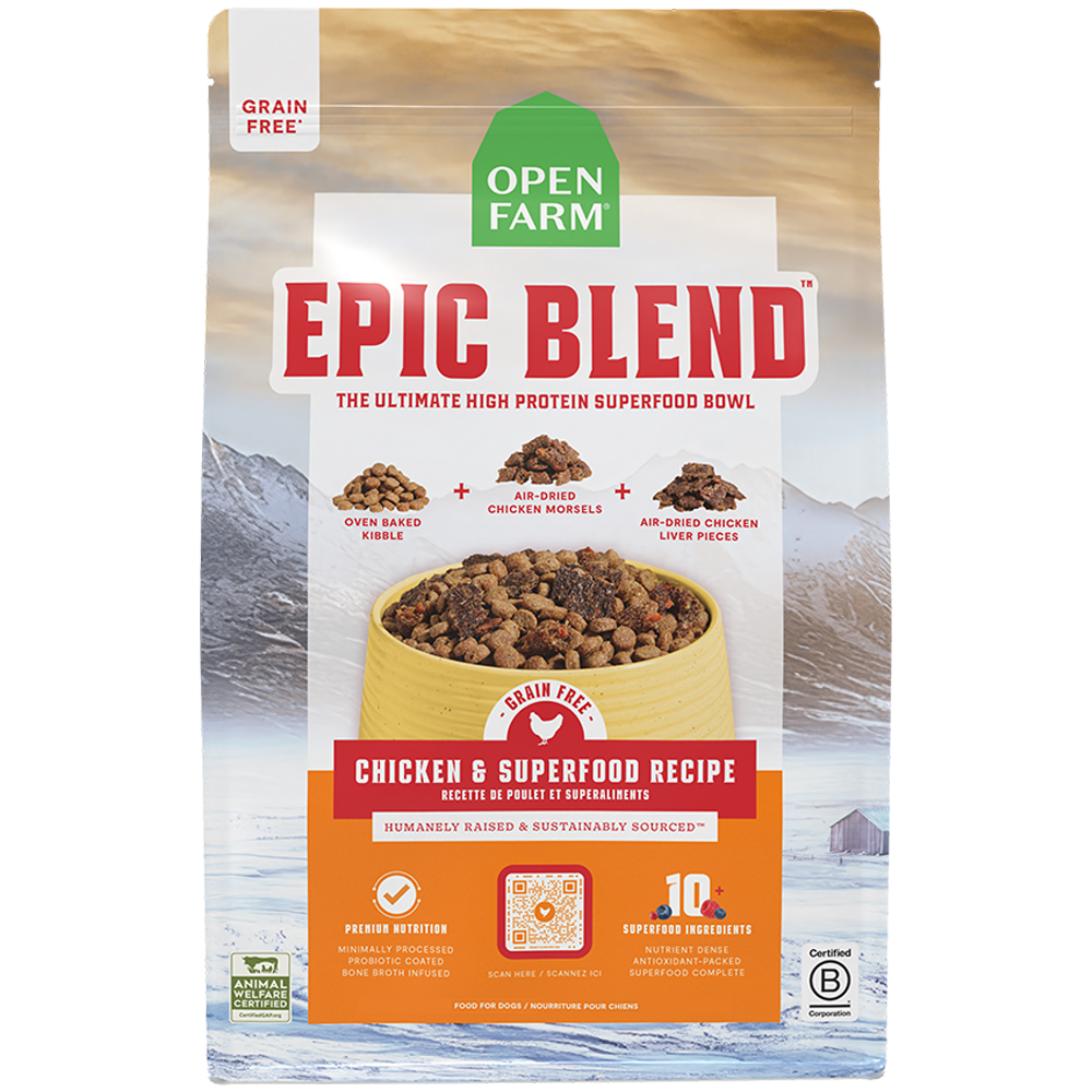Open Farm Epic Blend Grain Free Chicken & Superfood Recipe Oven Baked Dry Dog Food - Front
