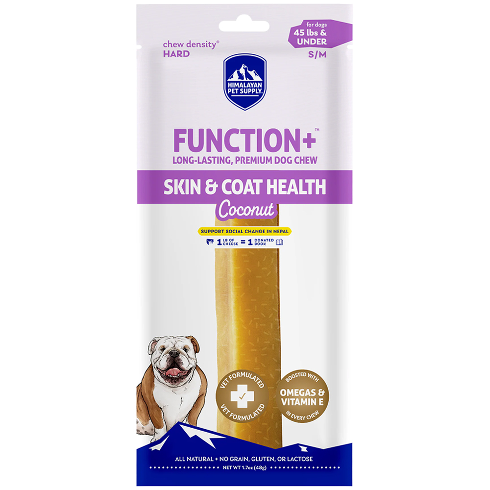 Himalayan Function+ Skin & Coat Health Coconut Dog Chew Treat - Front, Small/ Medium 1.7 oz