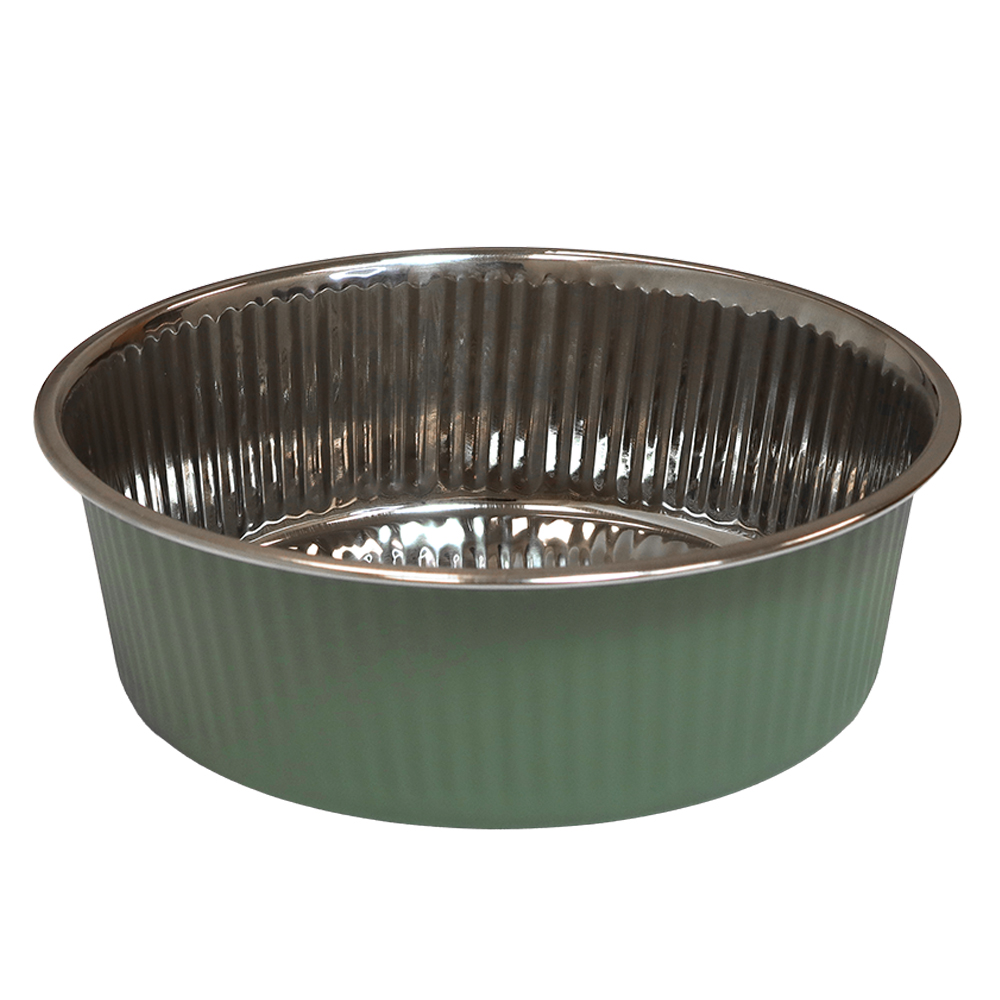 Fog City Pet Green Premium Ribbed Dog Bowl - Front/ Top