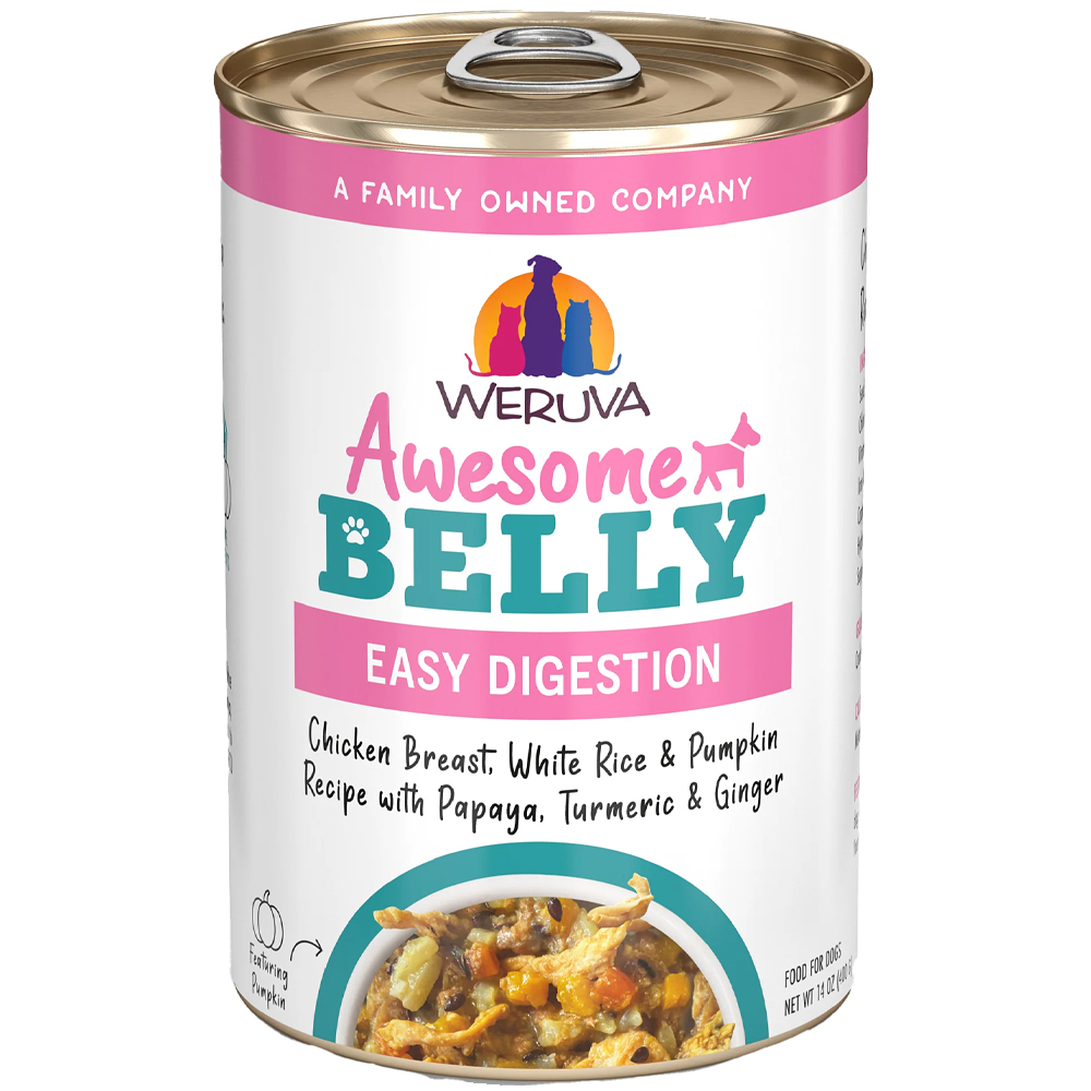 Weruva Awesome Belly Easy Digestion Chicken Breast, White Rice & Pumpkin Recipe w/ Papaya, Turmeric & Ginger Canned Dog Food - Front