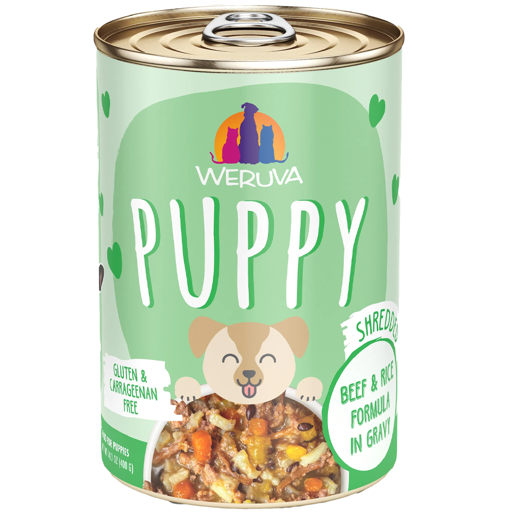 Weruva Puppy Shredded Beef & Rice Formula in Gravy Canned Dog Food - Front