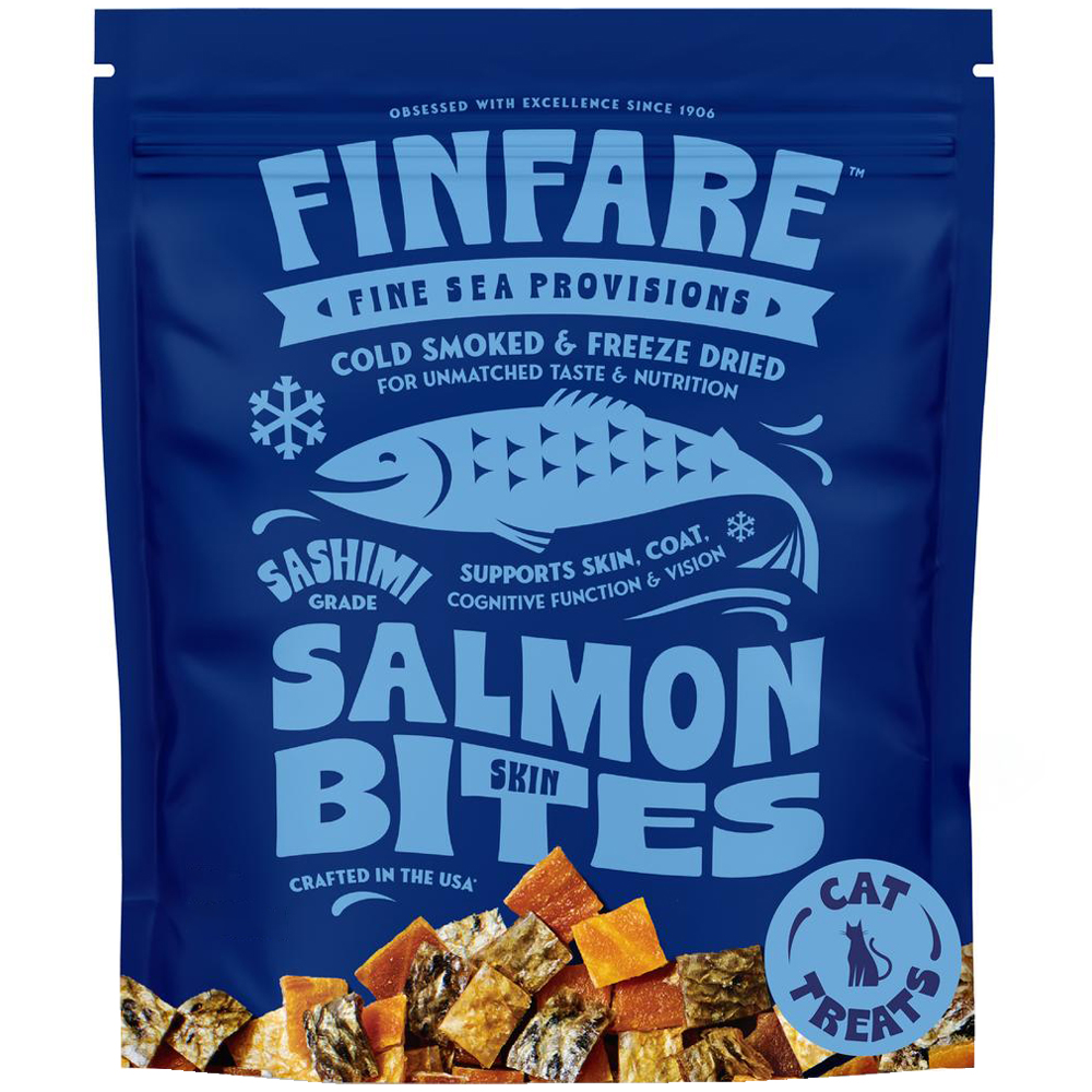 Finfare Sashimi Grade Salmon Skin Bites Cold Smoked & Freeze-Dried Cat Treats - Front
