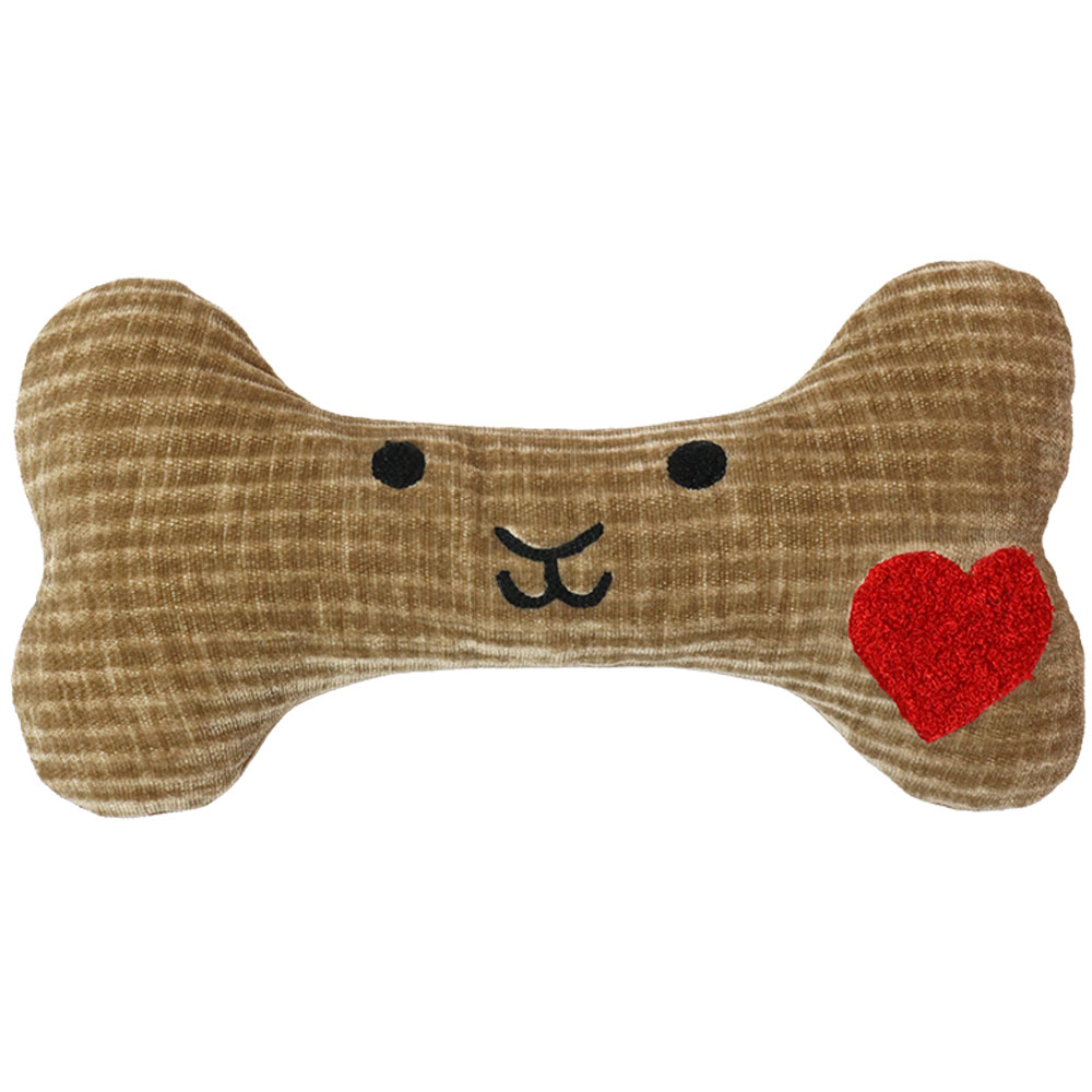 Fetch Your Own Adventure Khaki Bone Plush Dog Toy - Front