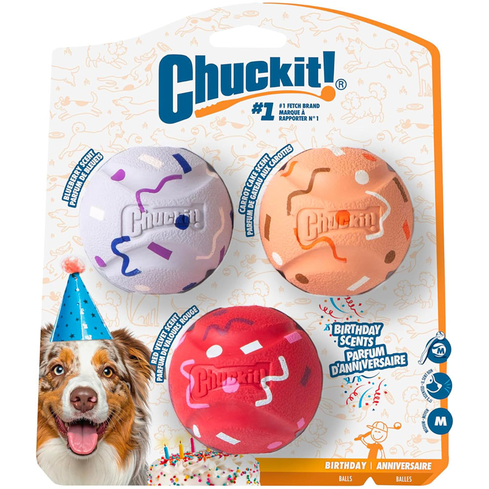 Chuckit! Birthday Ball Dog Toys, 3-Pack