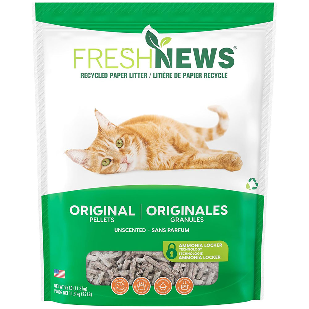 Fresh News Unscented Recycled Paper Original Pellets Cat Litter - Front