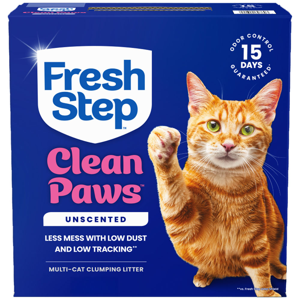 Fresh Step Clean Paws Unscented w/ Low Dust & Low Tracking Multi-Cat Clumping Cat Litter - Front