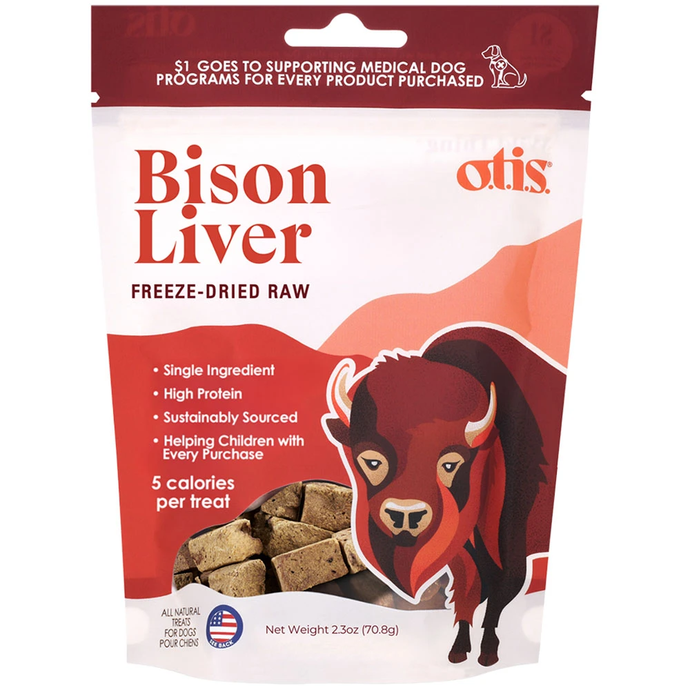 O.t.i.s. Bison Liver Freeze-Dried Raw Dog Treats - Front