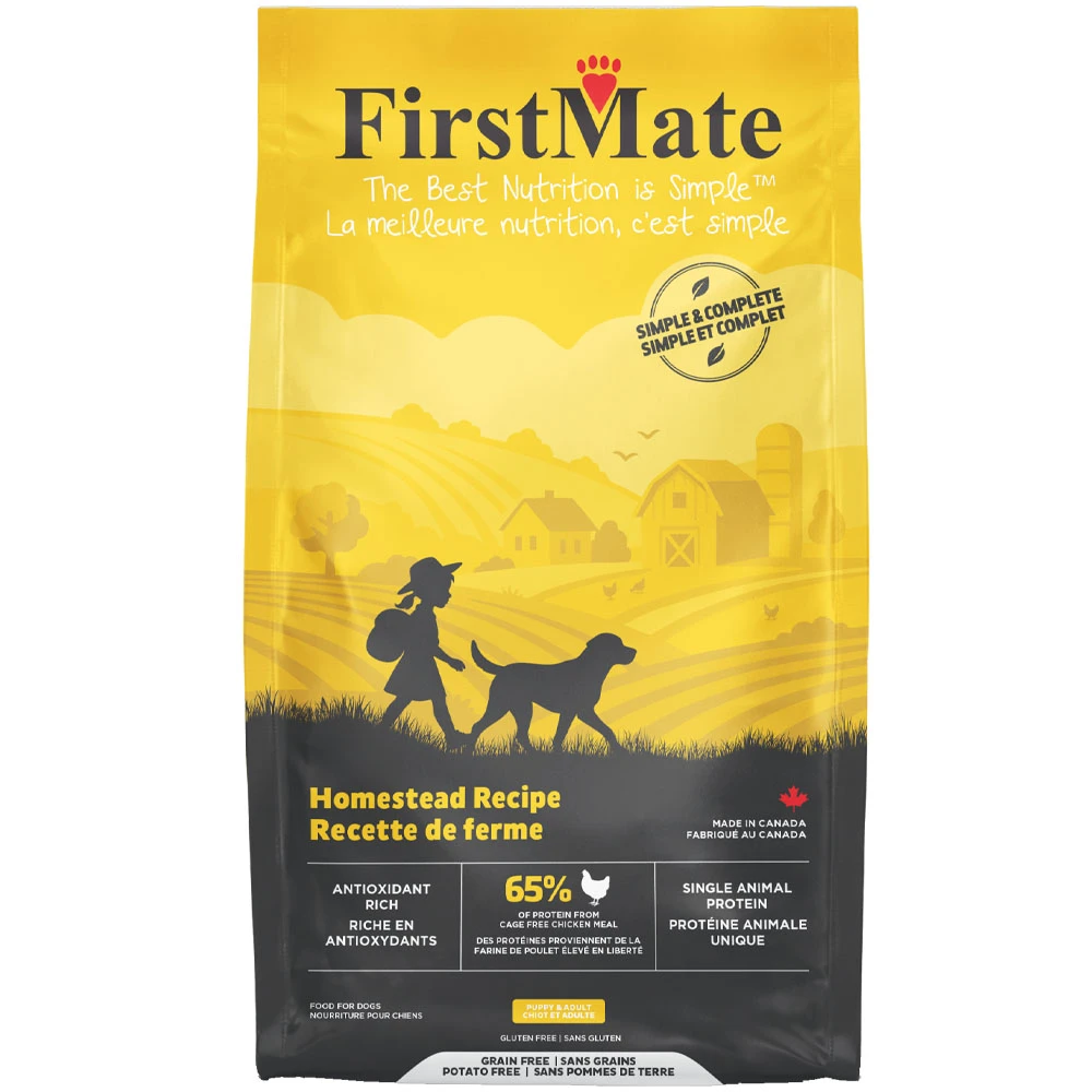 FirstMate Simple & Complete Homestead Recipe Grain Free Puppy & Adult Dry Dog Food - Front
