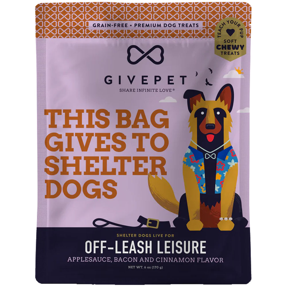 GivePet Off-Leash Leisure Applesauce, Bacon & Cinnamon Flavor Grain-Free Premium Dog Treats - Front