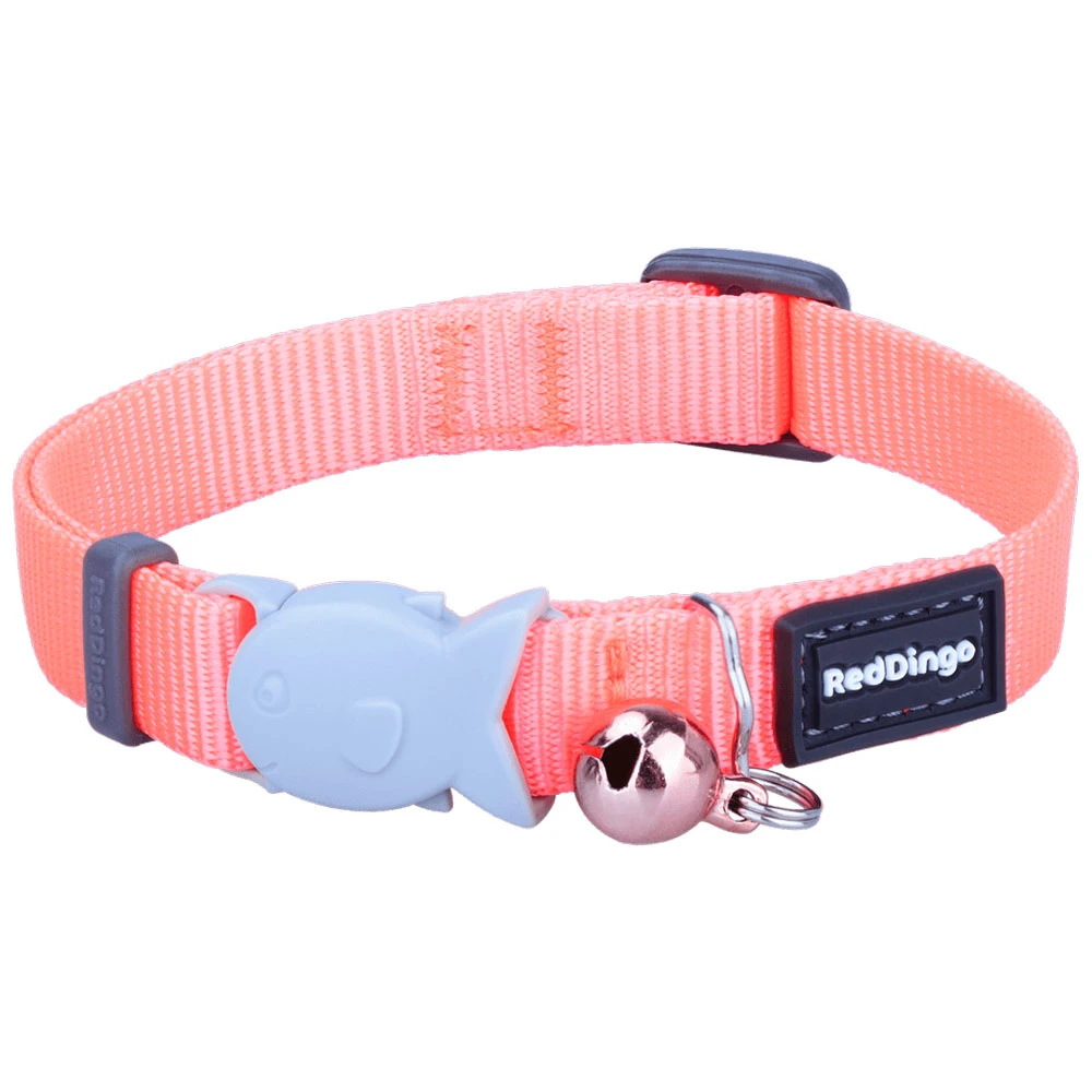 Red Dingo Hi-Vis Peach Breakaway Safety Cat Collar - Front