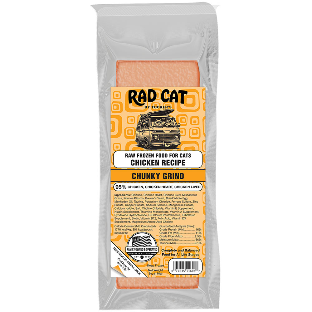 Rad Cat Raw Frozen Chicken Recipe Chunky Grind Cat Food - Front