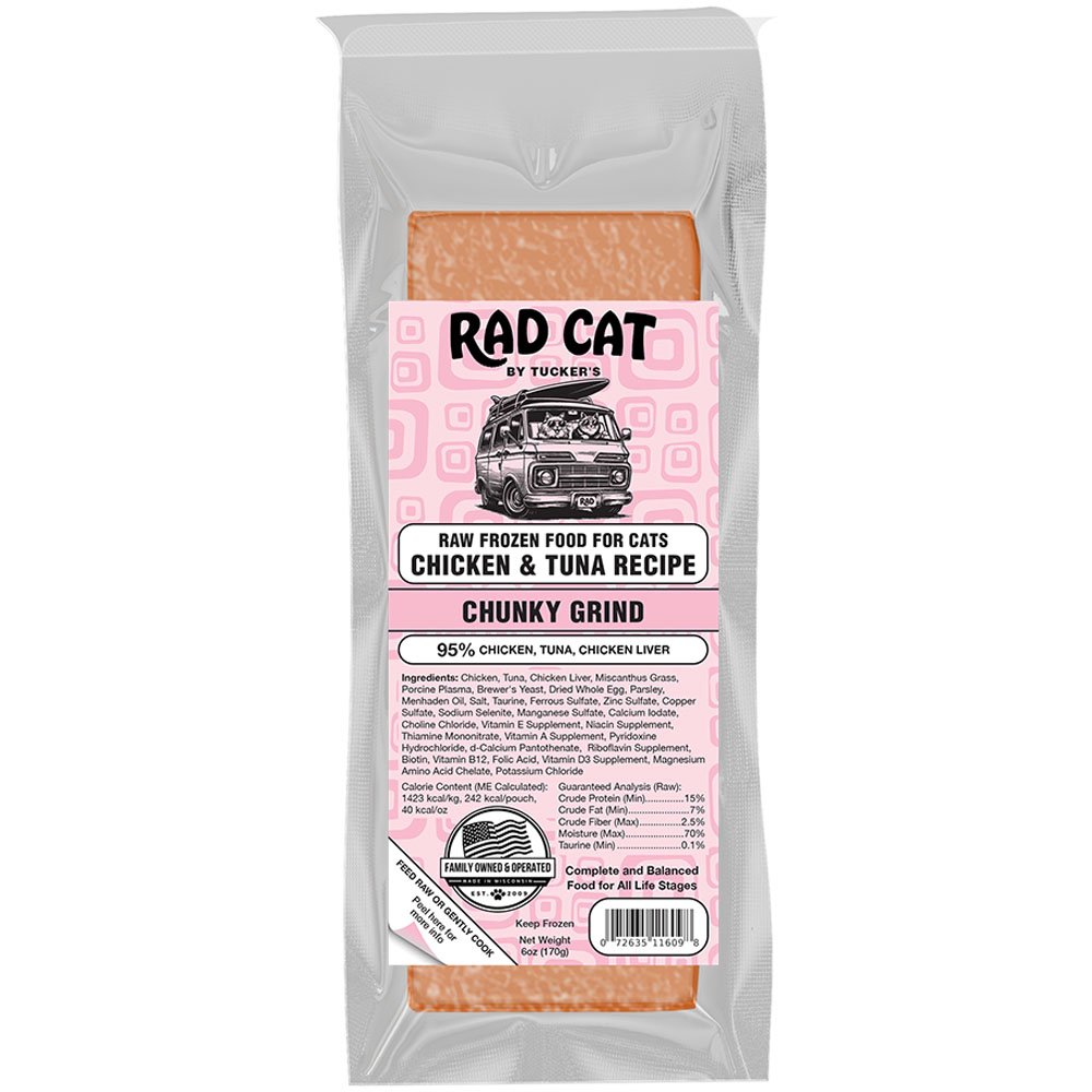 Rad Cat Raw Frozen Chicken & Tuna Recipe Chunky Grind Cat Food - Front