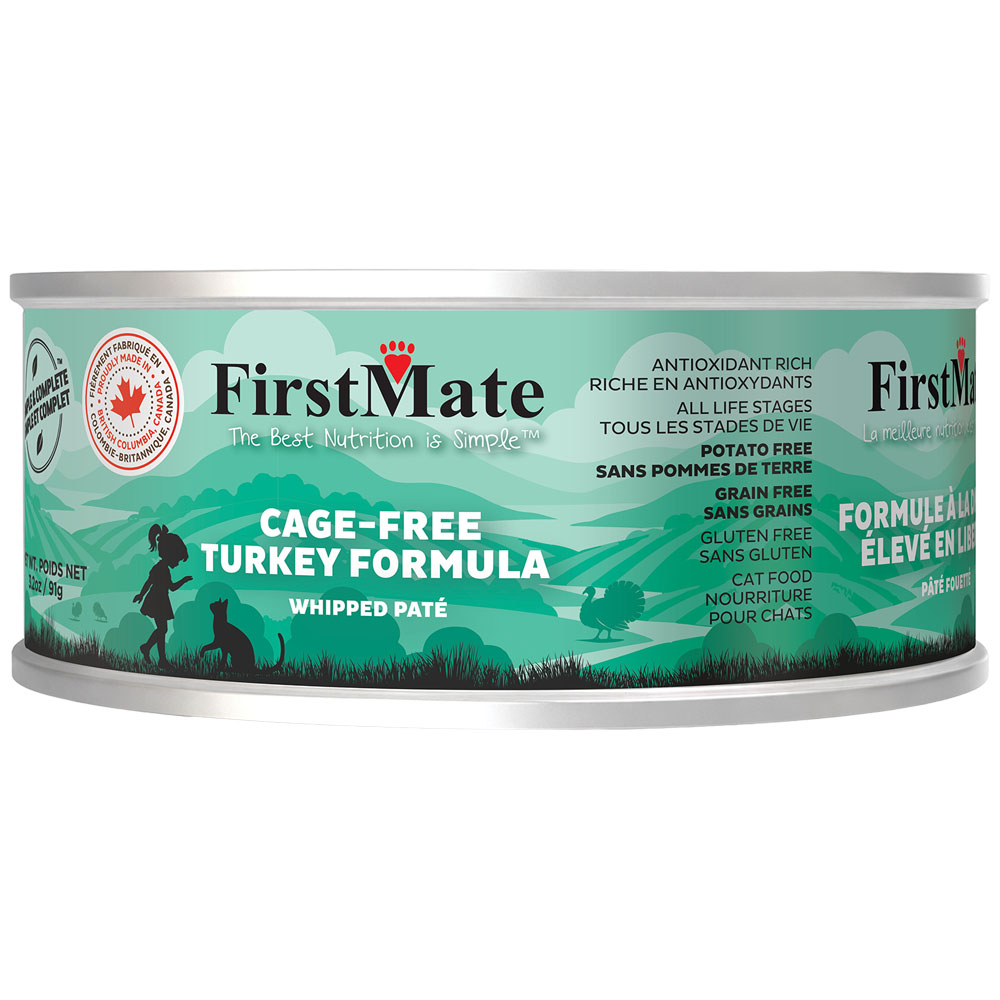 FirstMate Simple & Complete Cage-Free Turkey Formula Whipped Pate Canned Cat Food - Front, 3.2 oz