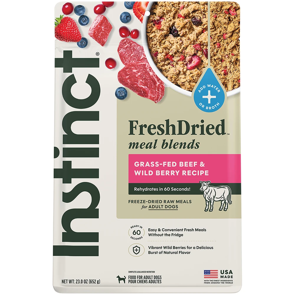 Instinct FreshDried Meal Blends Grass-Fed Beef & Wild Berry Recipe Freeze-Dried Adult Dog Food - Front