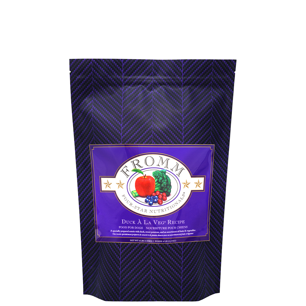 Fromm Four-Star Duck À La Veg Recipe Dry Dog Food - Front, 4 lb