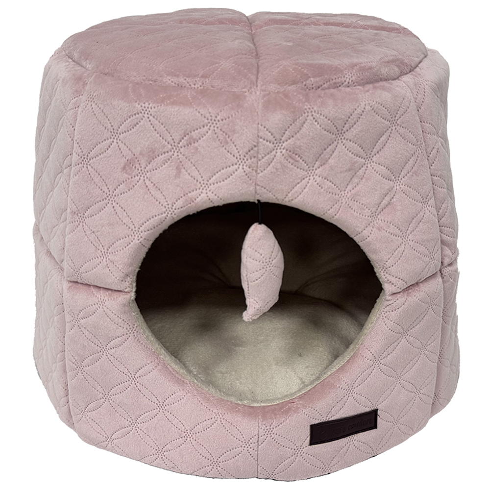 Pure Comfort Taupe Pink Cube Cat Bed - Front