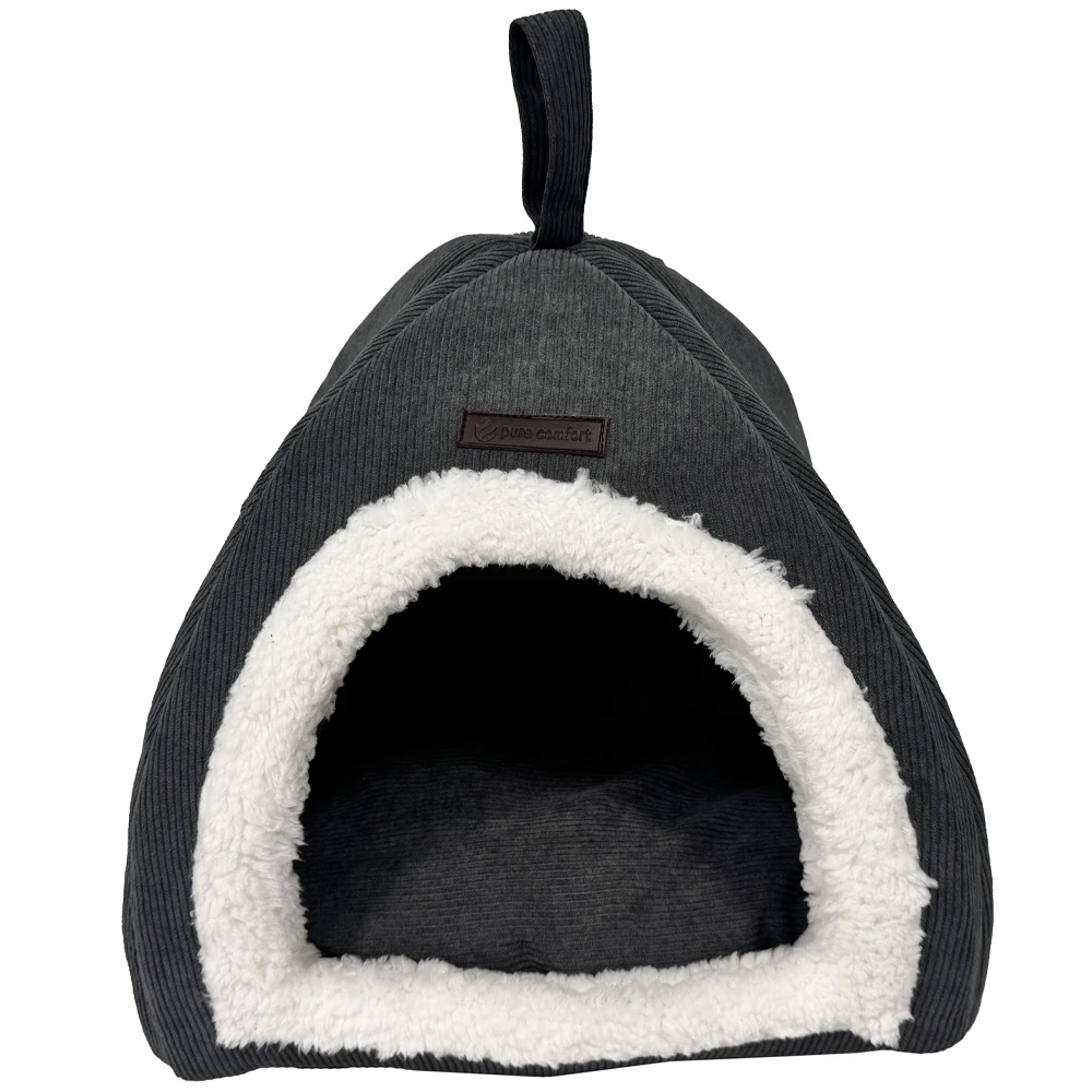 Pure Comfort Dark Gray Hut Pet Bed - Front