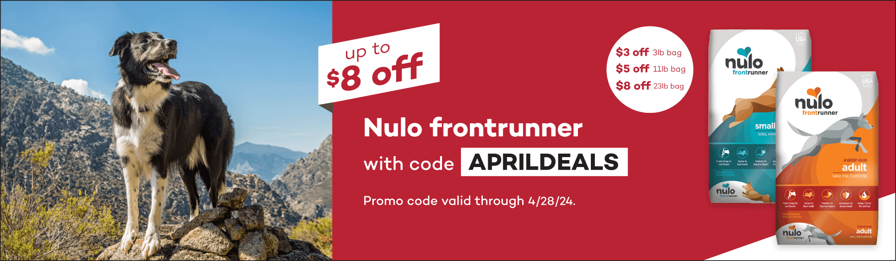 $2 off Nulo Jerky Treats and Cat Tube Variety Packs with code APRILDEALS. Promo code valid through 4/28/24