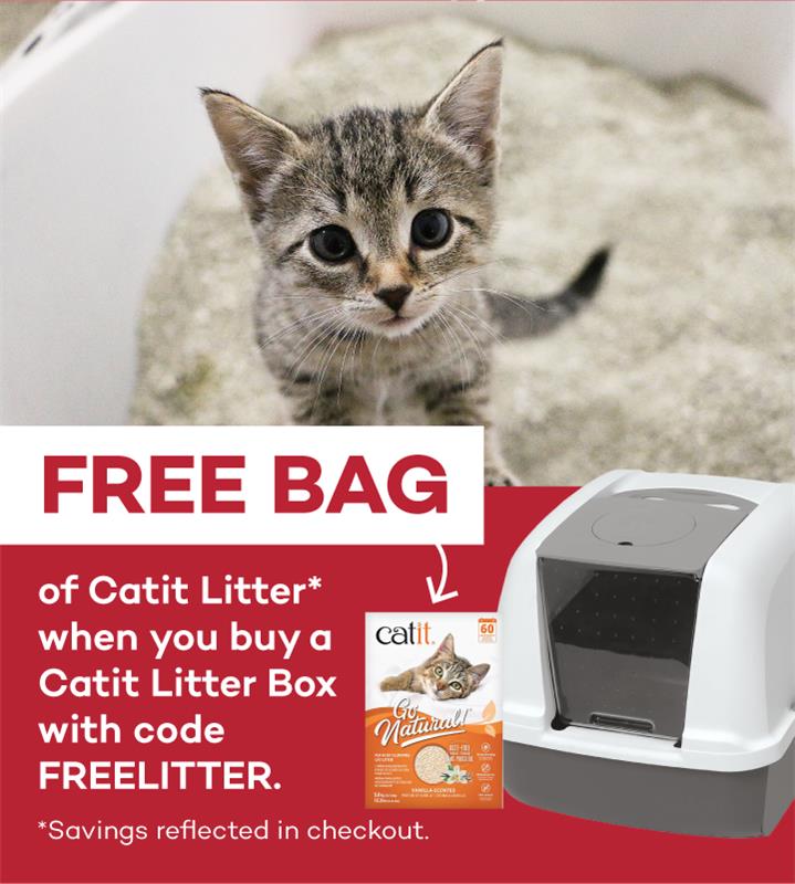 FREE bag of Catit litter* when you buy a Catit litter box with code FREELITTER. *Savings reflected at checkout.