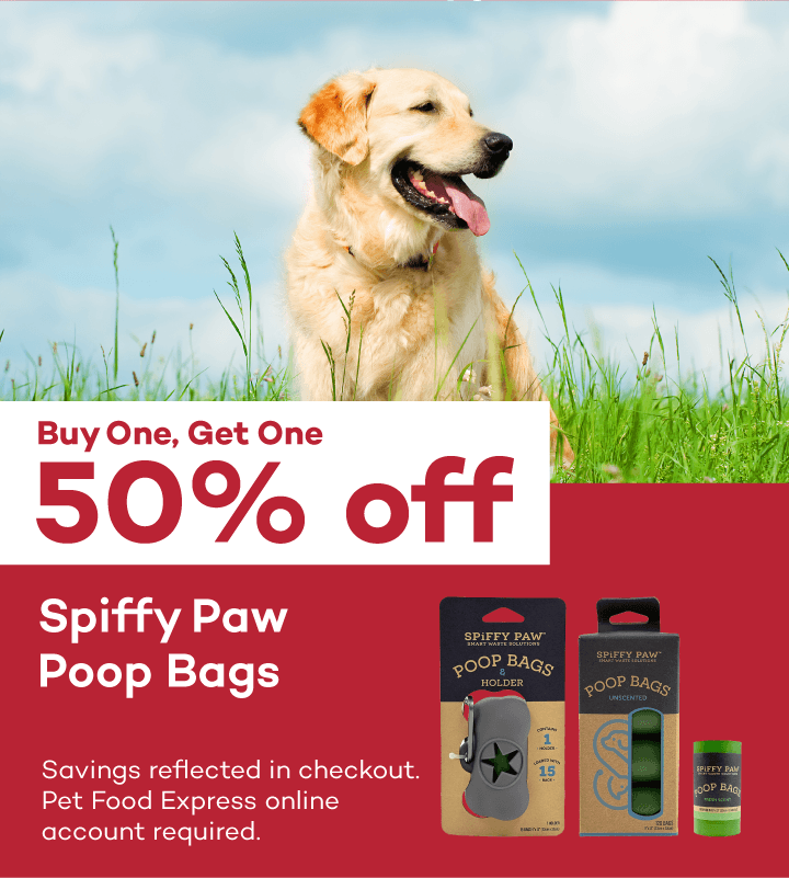 Buy One Get One 50% off. Spiffy Paw Poop Bags. Savings reflected at checkout. Pet Food Express online account required.