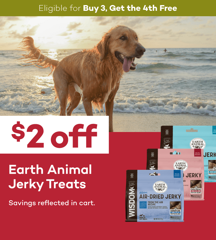 Eligible for Buy 3, Get the 4th Free $2 off Earth Animal Jerky Treats Savings reflected in cart.