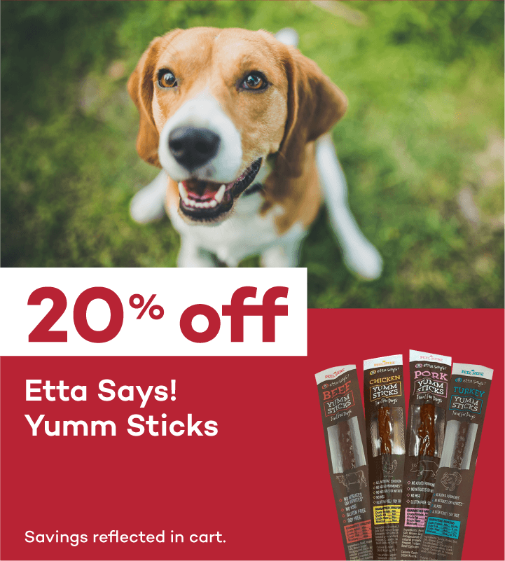 20% off Etta Says! Yumm Sticks. Savings reflected in cart.