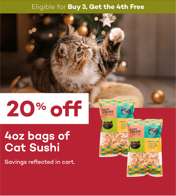 Eligible for Buy 3, Get the 4th Free 20% off 4oz bags of Cat Sushi Savings reflected in cart.