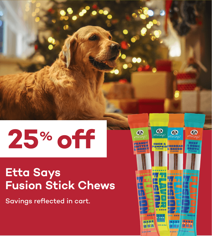 Eligible for Buy 3, Get the 4th Free 25% off Etta Says Fusion Stick Chews Savings reflected in cart.