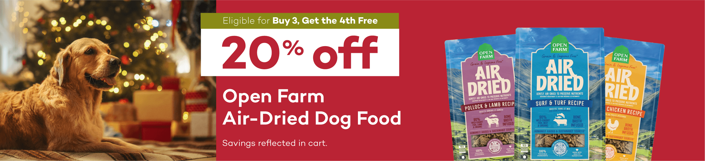 Eligible for Buy 3, Get the 4th Free 20% off Open Farm Air-Dried Dog Food Savings reflected in cart.