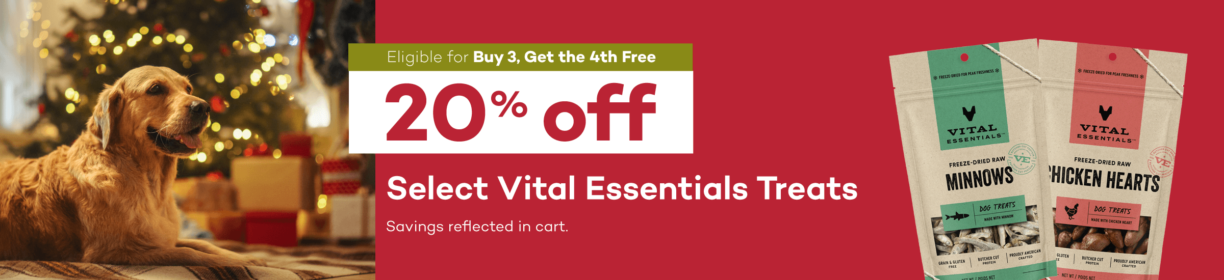 Eligible for Buy 3, Get the 4th Free 20% off Select Vital Essentials Treats Savings reflected in cart.