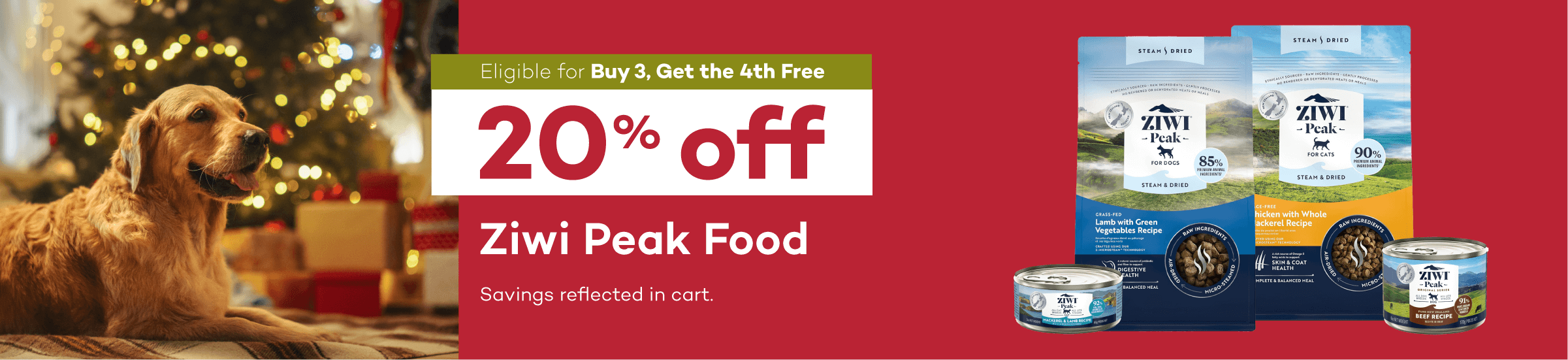 Eligible for Buy 3, Get the 4th Free 20% off Ziwi Peak Food Savings reflected in cart.