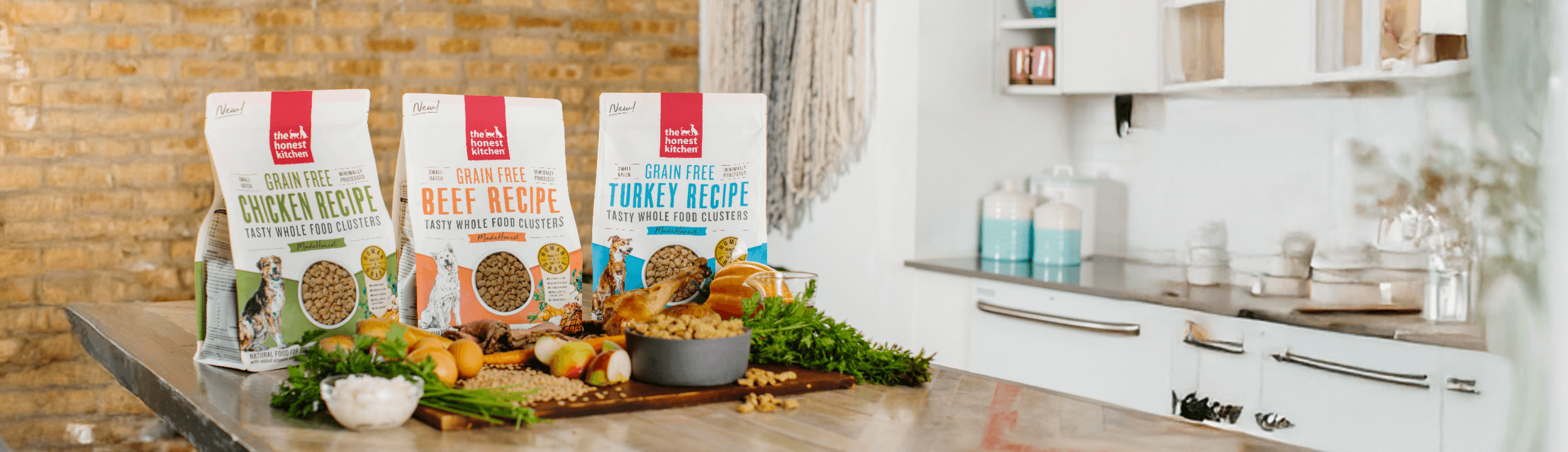 Assortment of honest kitchen bags of food