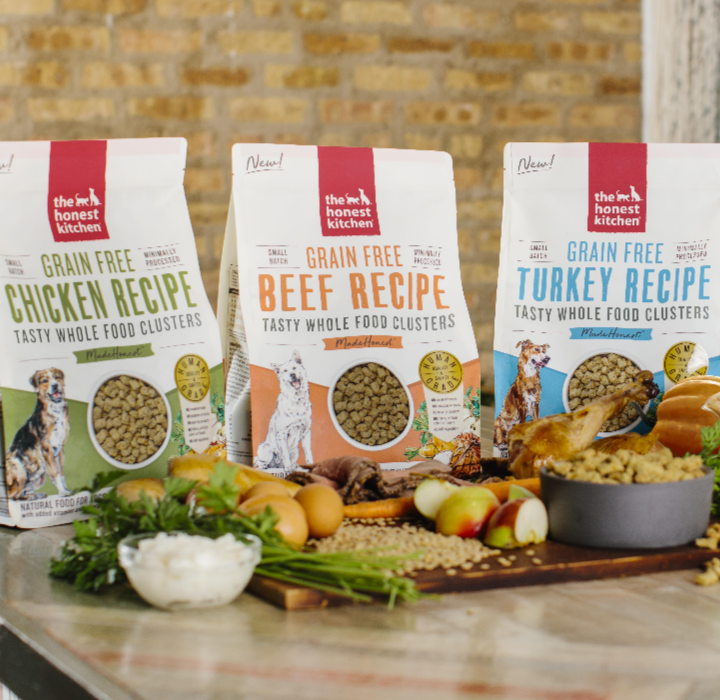 Assortment of honest kitchen bags of food