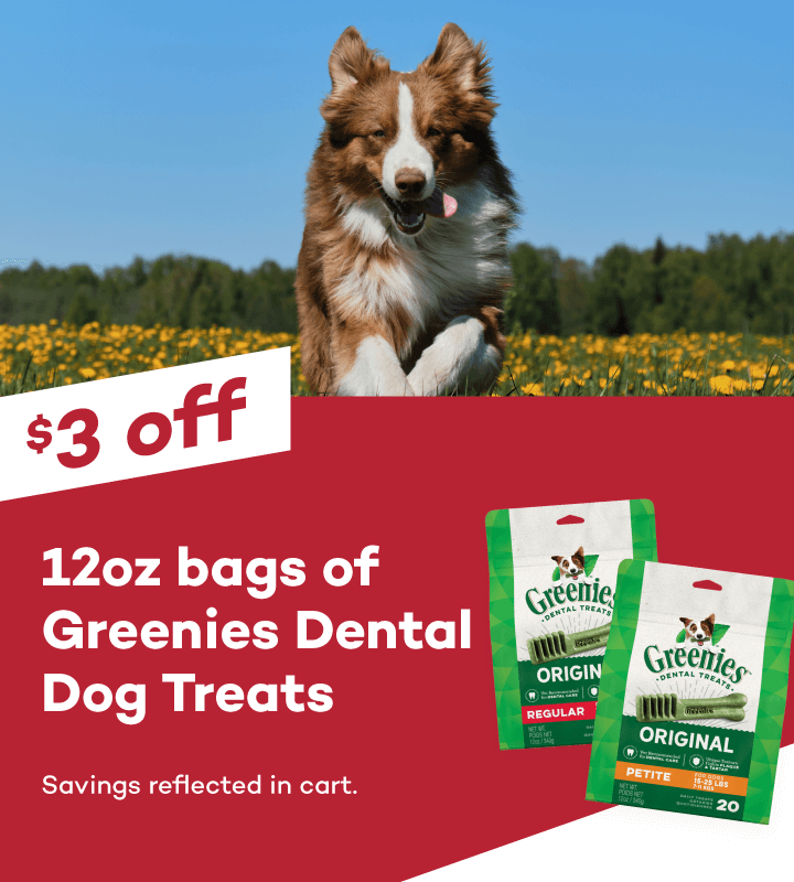 $3 off 12oz bags of Greenies Dental Dog Treats. Savings reflected in cart.