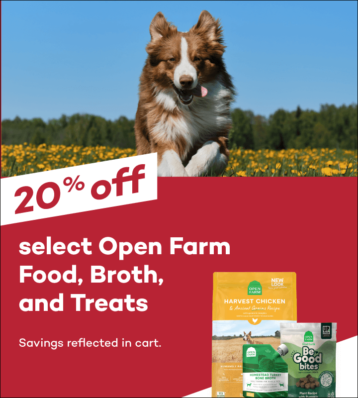 20% off select Open Farm Food, Broth, and Treats. Savings reflected in cart.