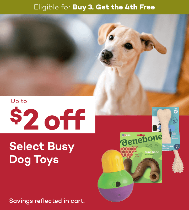 Eligible for Buy 3, Get the 4th Free. Up to $2 off. Select Busy Dog Toys. Savings reflected in cart.