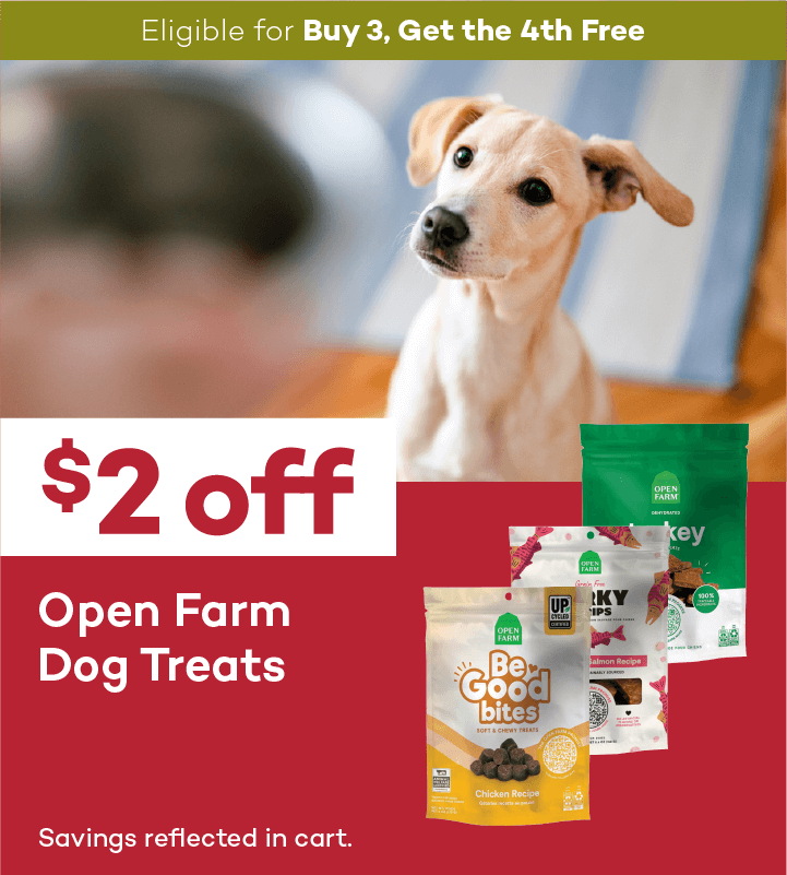 Eligible for Buy 3, Get the 4th Free. $2 off. Open Farm Dog Treats. Savings reflected in cart.