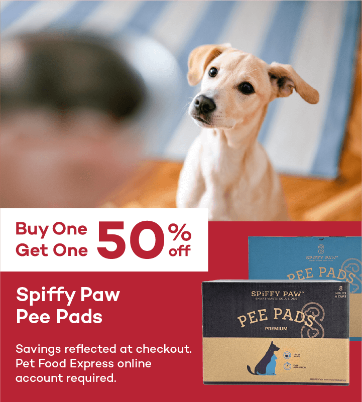 Buy One Get One 50% off. Spiffy Paw Pee Pads. Savings reflected at checkout. Pet Food Express online account required.