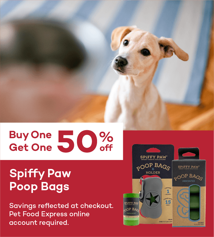 Buy One Get One 50% off. Spiffy Paw Poop Bags. Savings reflected at checkout. Pet Food Express online account required.