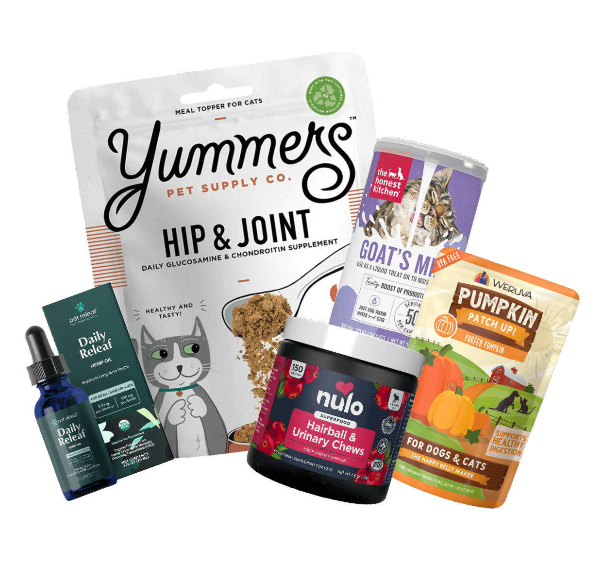 A variety of cat healthcare products