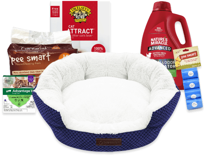 An assortment of pet products