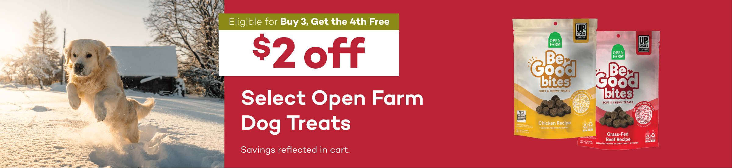 Eligible for Buy 3, Get the 4th Free. $2 off. Open Farm Dog Treats. Savings reflected in cart.